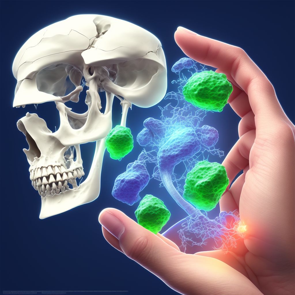 Displaced fracture of base of third metacarpal bone, left hand, sequela digital illustration