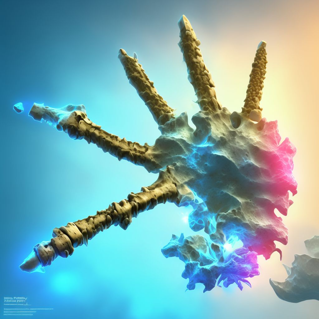 Displaced fracture of shaft of fourth metacarpal bone, right hand, sequela digital illustration