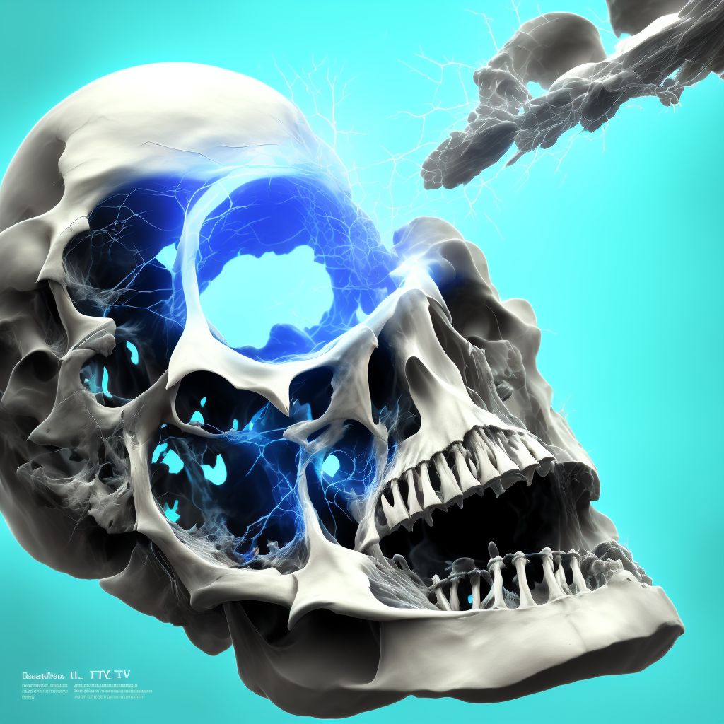 Displaced fracture of neck of second metacarpal bone, left hand, initial encounter for closed fracture digital illustration