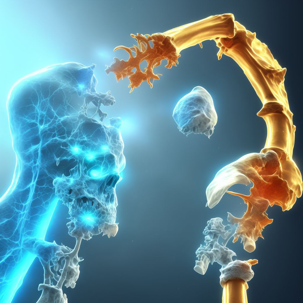 Displaced fracture of neck of third metacarpal bone, left hand, initial encounter for open fracture digital illustration