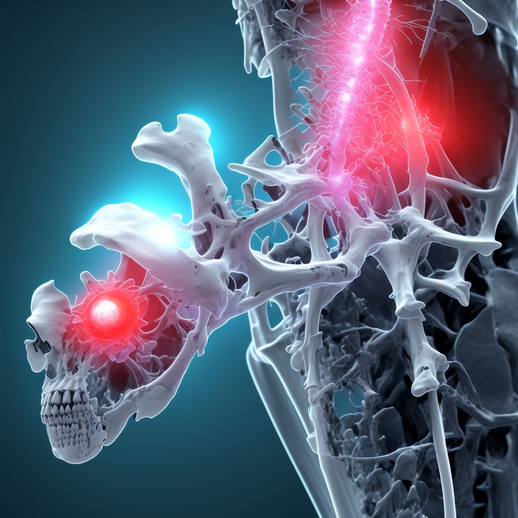 Displaced fracture of neck of fourth metacarpal bone, left hand, sequela digital illustration