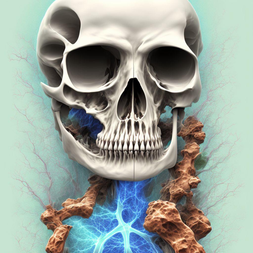 Displaced fracture of neck of fifth metacarpal bone, left hand, sequela digital illustration