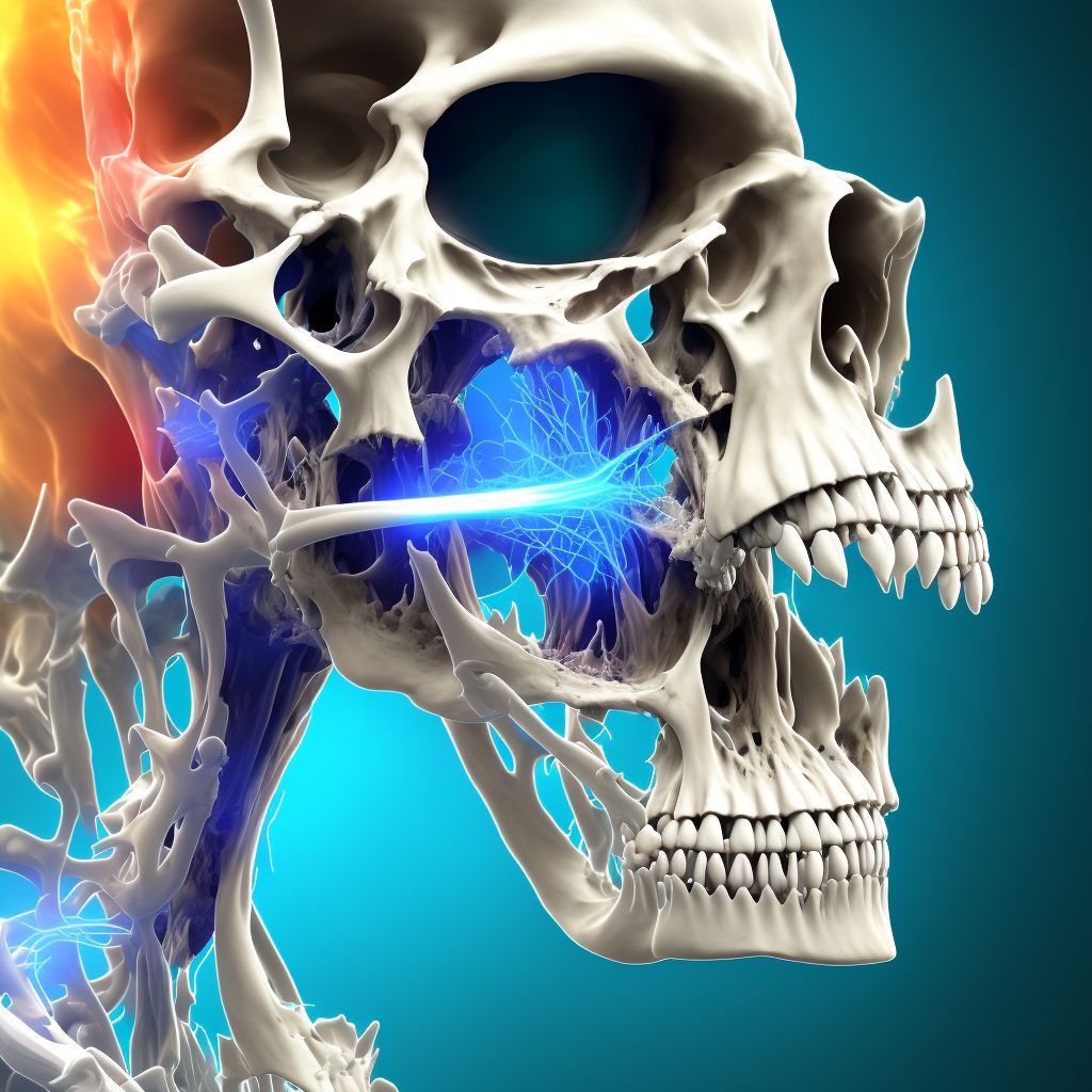 Displaced fracture of neck of unspecified metacarpal bone, subsequent encounter for fracture with routine healing digital illustration