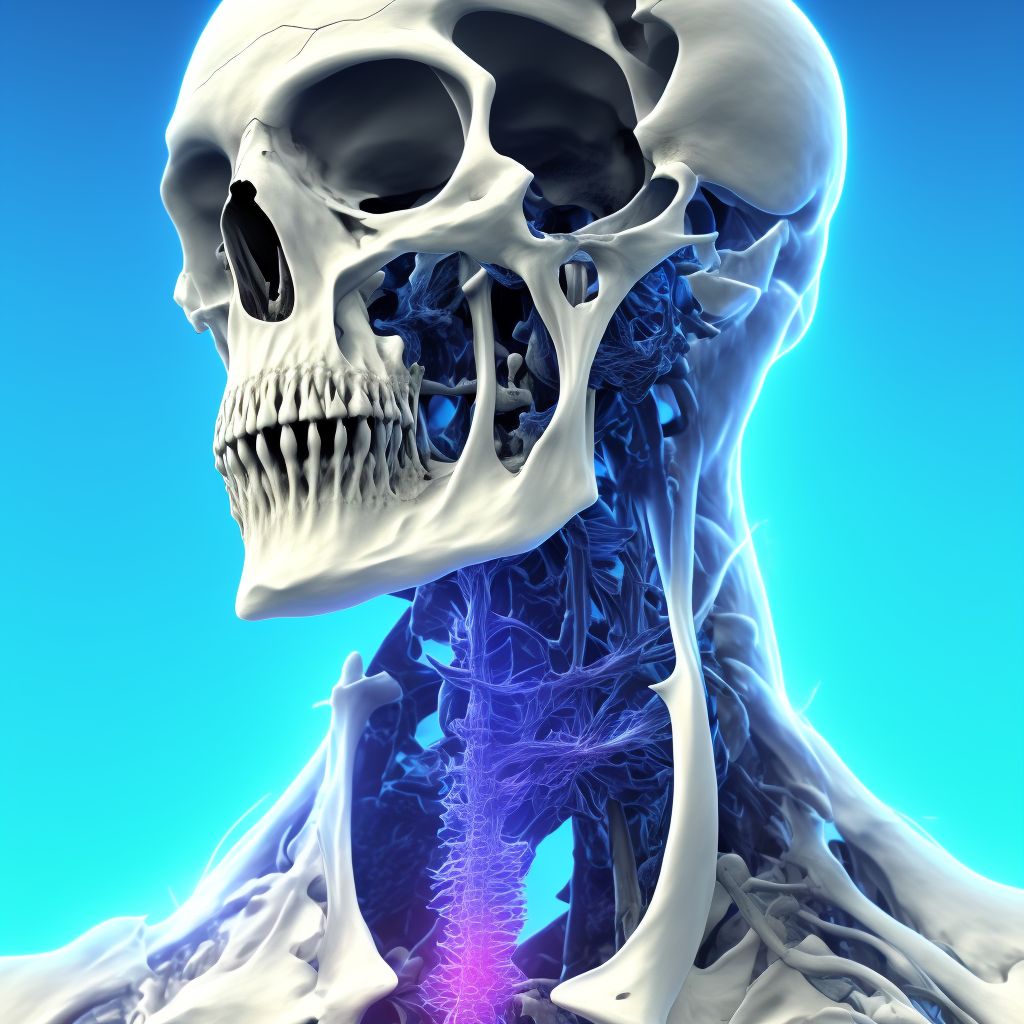 Displaced fracture of neck of unspecified metacarpal bone, subsequent encounter for fracture with malunion digital illustration