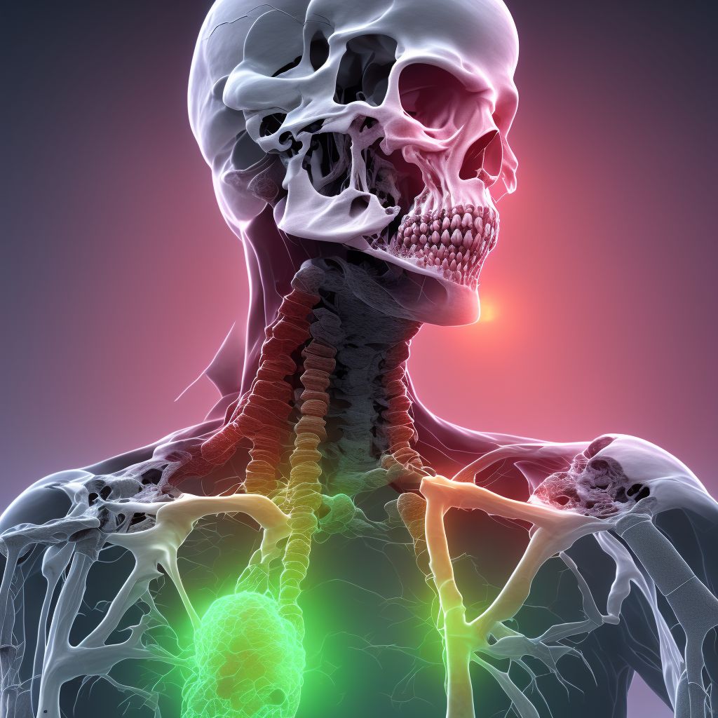 Displaced fracture of neck of unspecified metacarpal bone, sequela digital illustration