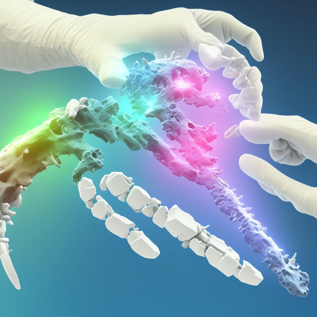 Nondisplaced fracture of base of third metacarpal bone, left hand, initial encounter for closed fracture digital illustration