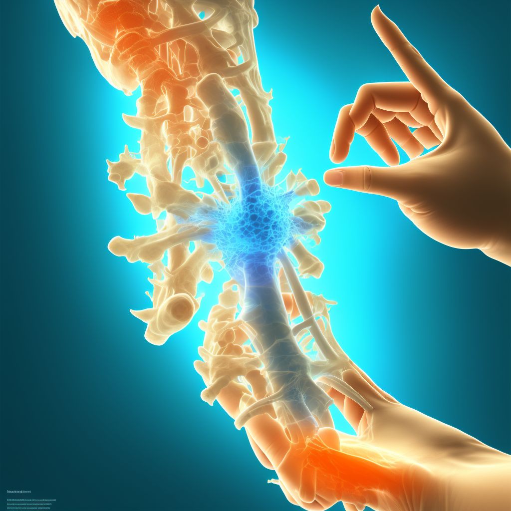 Nondisplaced fracture of neck of third metacarpal bone, left hand, sequela digital illustration