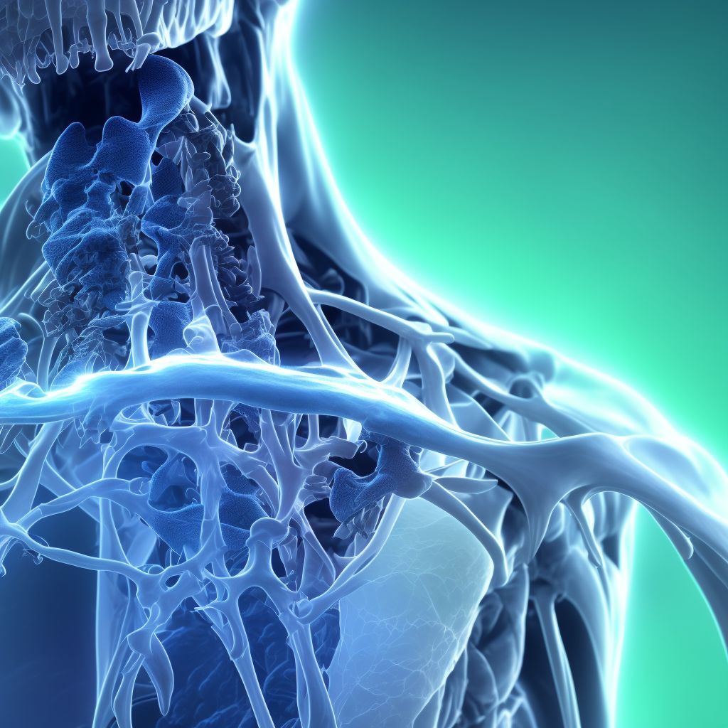 Nondisplaced fracture of neck of fifth metacarpal bone, left hand, sequela digital illustration