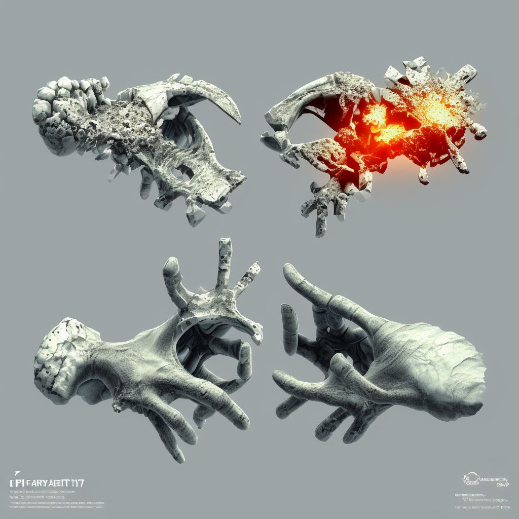 Other fracture of fifth metacarpal bone, right hand, subsequent encounter for fracture with delayed healing digital illustration