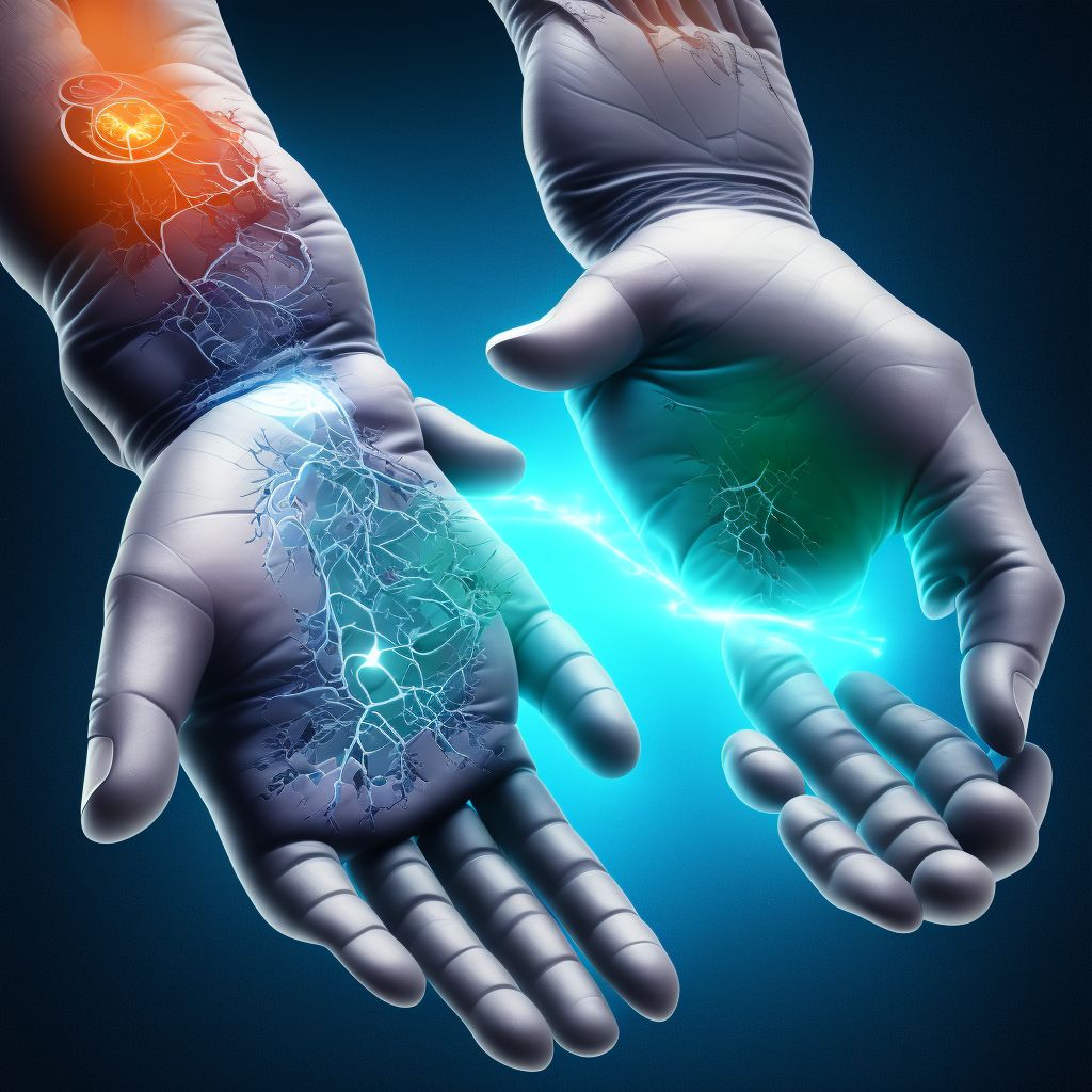 Unspecified dislocation of left wrist and hand, initial encounter digital illustration