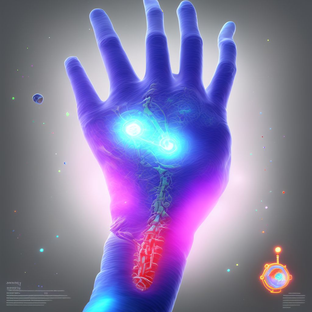 Subluxation of radiocarpal joint of right wrist, sequela digital illustration