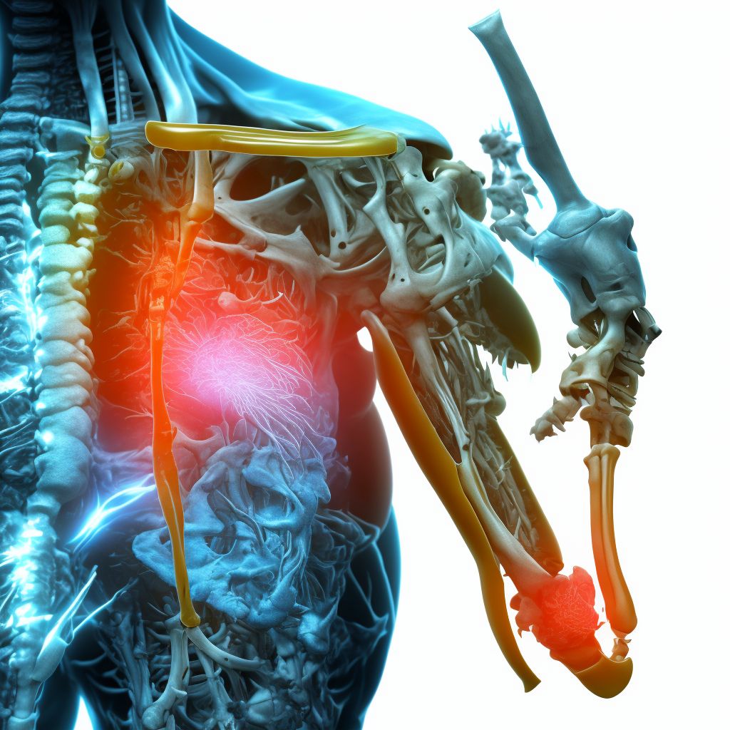 Subluxation of distal end of left ulna, subsequent encounter digital illustration