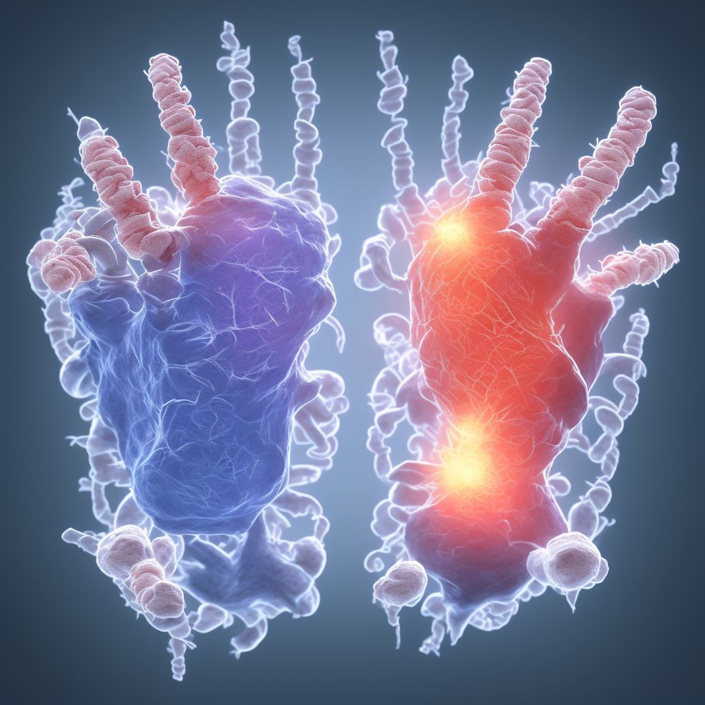 Subluxation of metacarpophalangeal joint of right thumb, subsequent encounter digital illustration