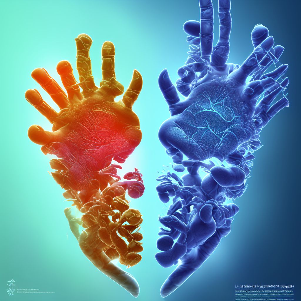 Subluxation of interphalangeal joint of left thumb, sequela digital illustration