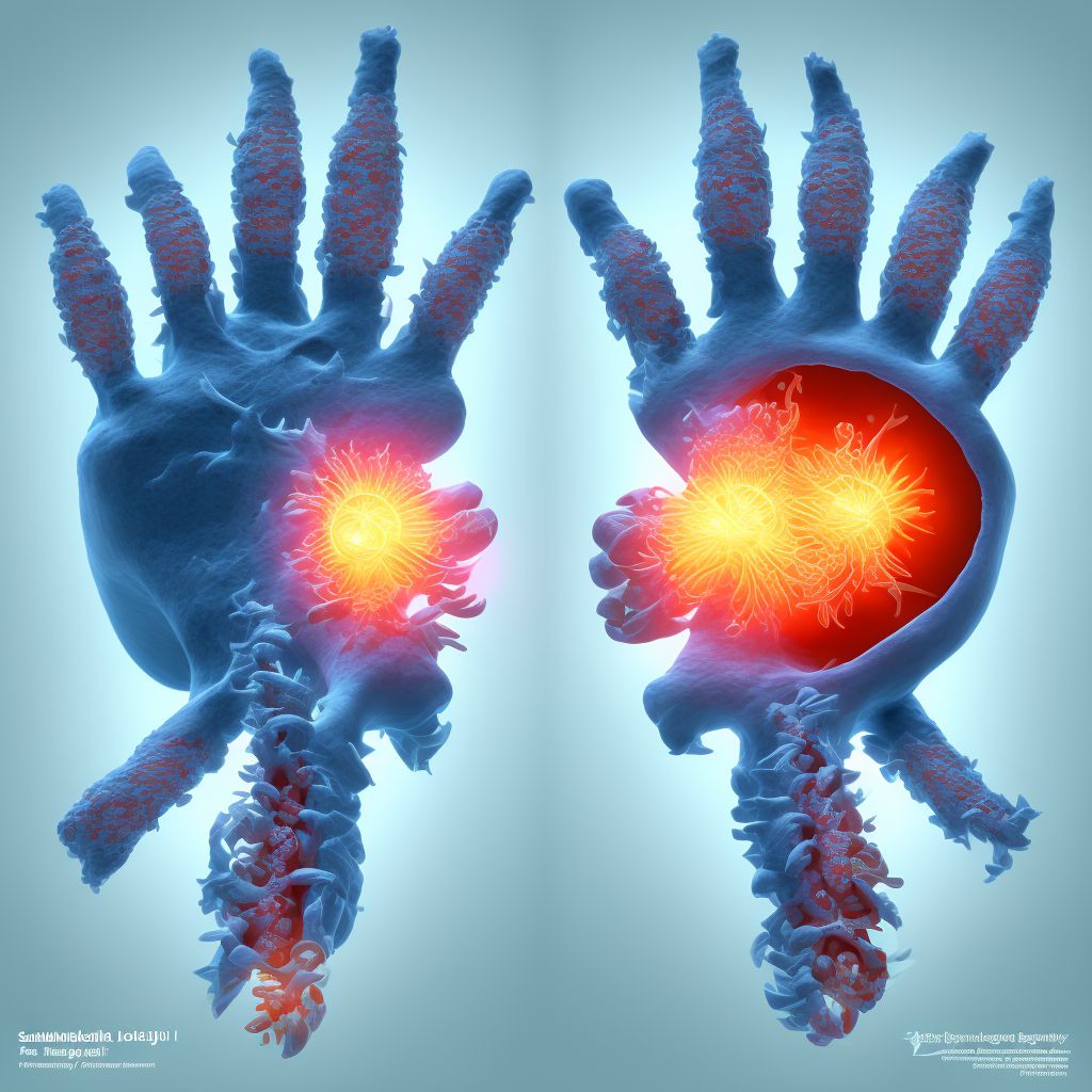 Subluxation of proximal interphalangeal joint of left thumb, sequela digital illustration