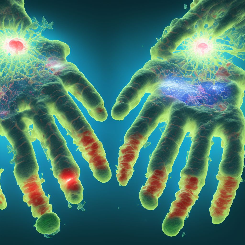 Subluxation of metacarpophalangeal joint of left middle finger, initial encounter digital illustration