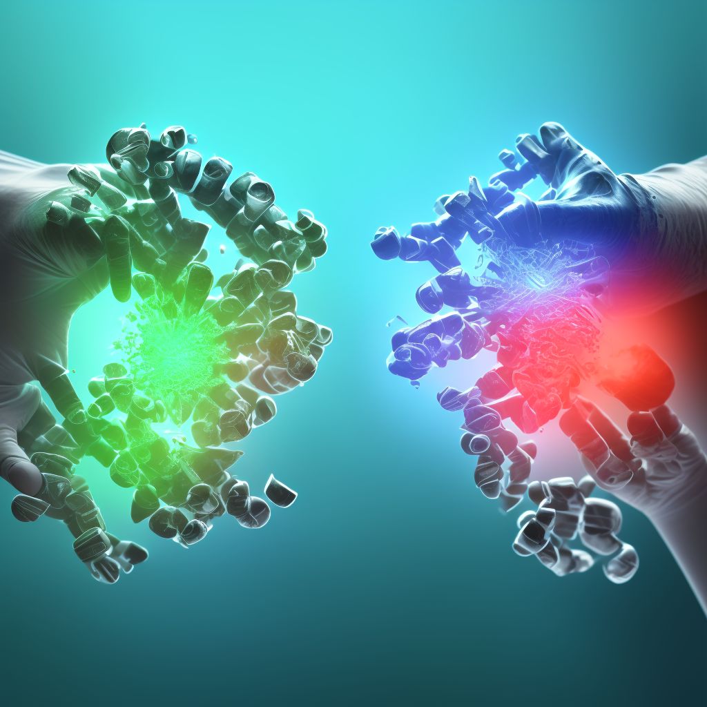 Subluxation of metacarpophalangeal joint of left ring finger, subsequent encounter digital illustration