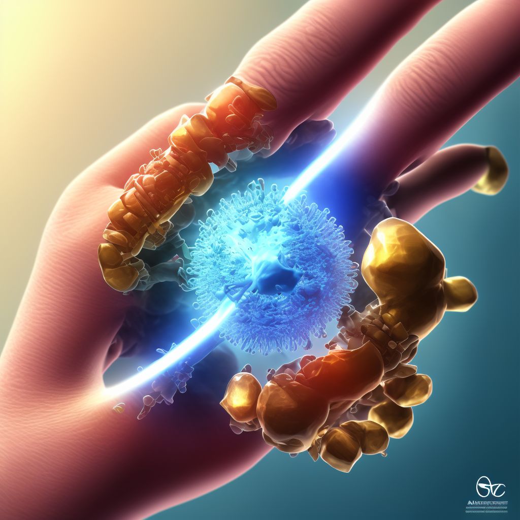 Subluxation of metacarpophalangeal joint of left ring finger, sequela digital illustration