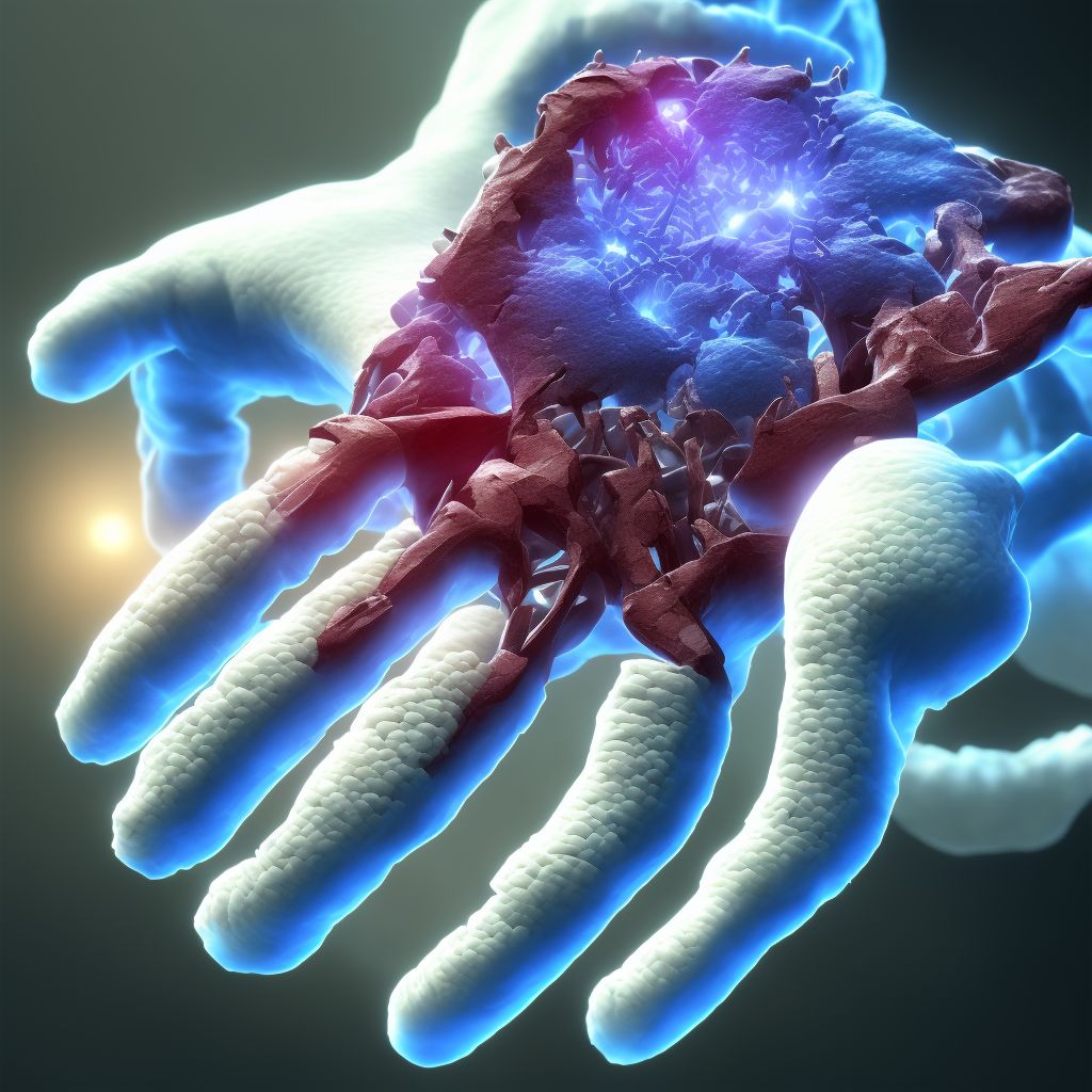 Subluxation of distal interphalangeal joint of left ring finger, sequela digital illustration