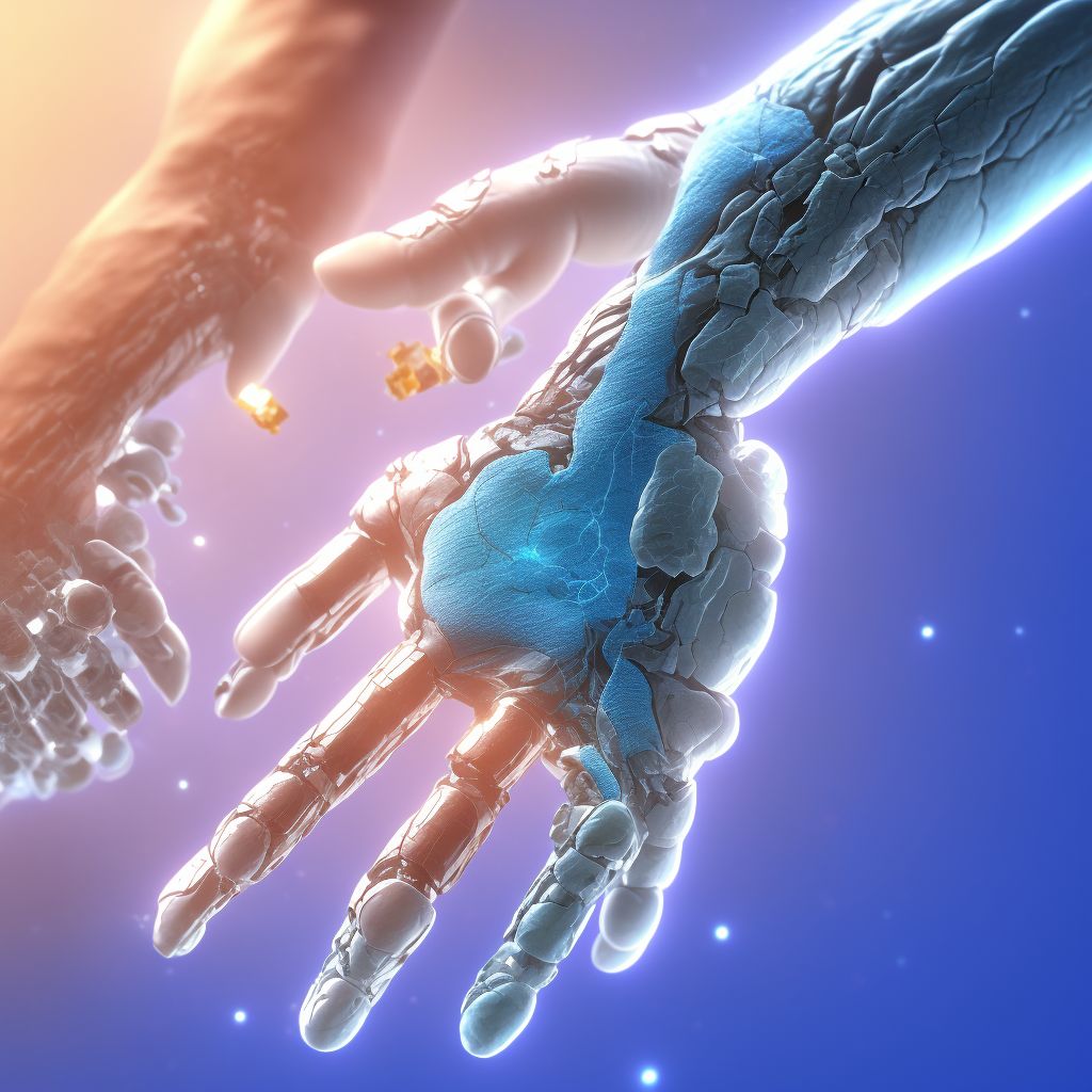 Dislocation of proximal interphalangeal joint of right index finger, sequela digital illustration