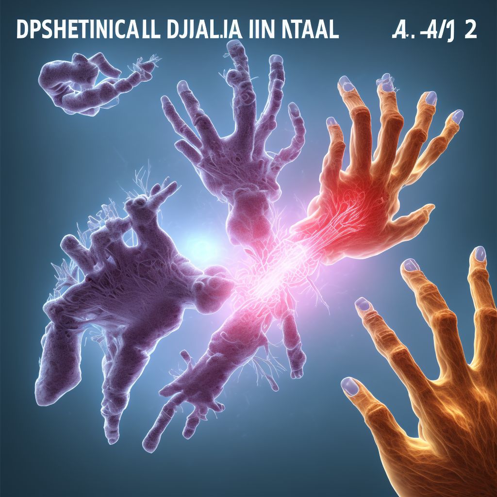 Dislocation of proximal interphalangeal joint of right middle finger, sequela digital illustration