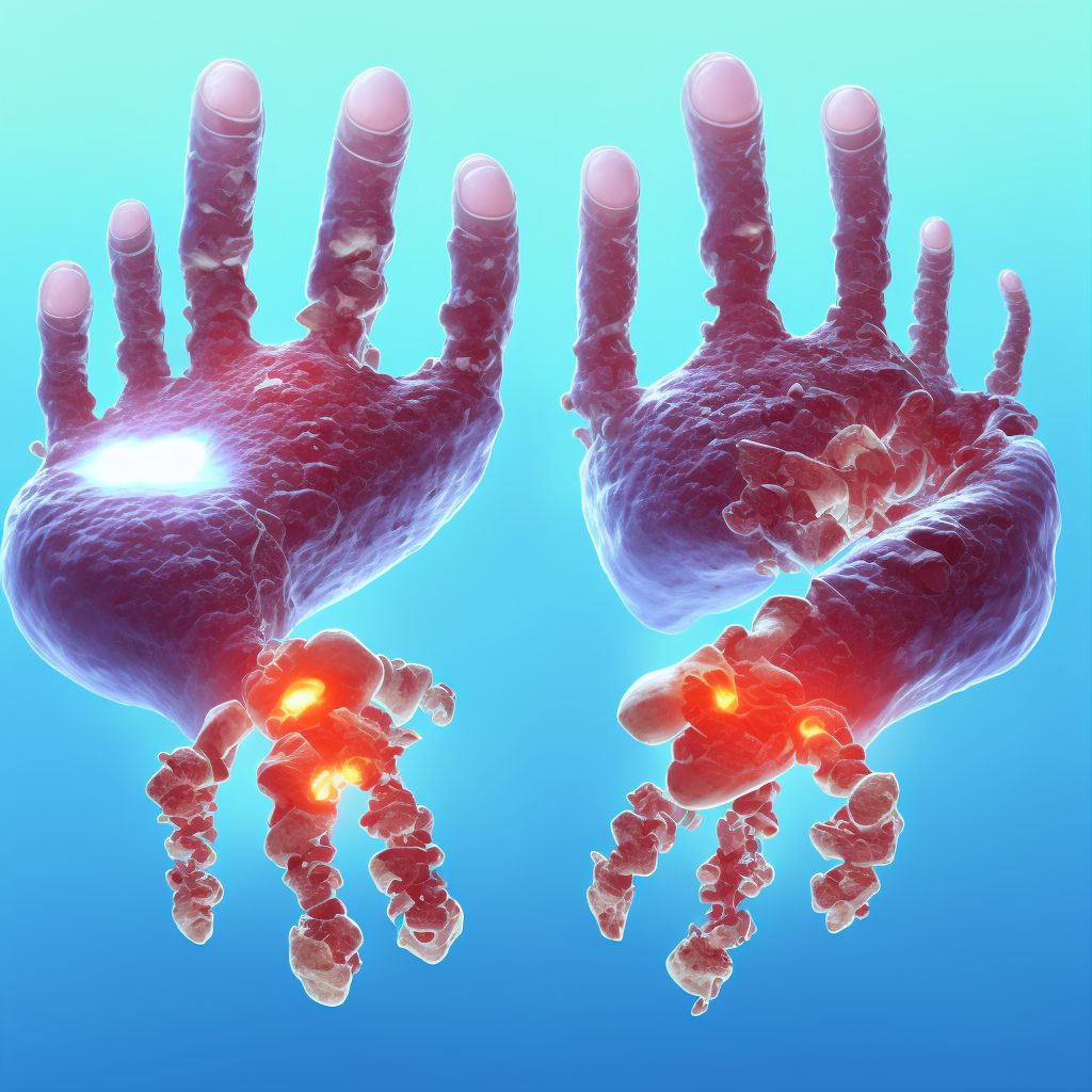 Traumatic rupture of unspecified ligament of left ring finger at metacarpophalangeal and interphalangeal joint, initial encounter digital illustration