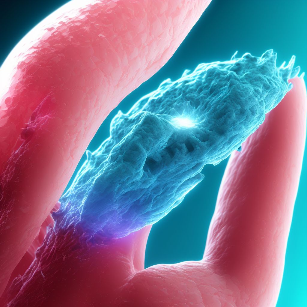 Traumatic rupture of palmar ligament of right ring finger at metacarpophalangeal and interphalangeal joint, sequela digital illustration