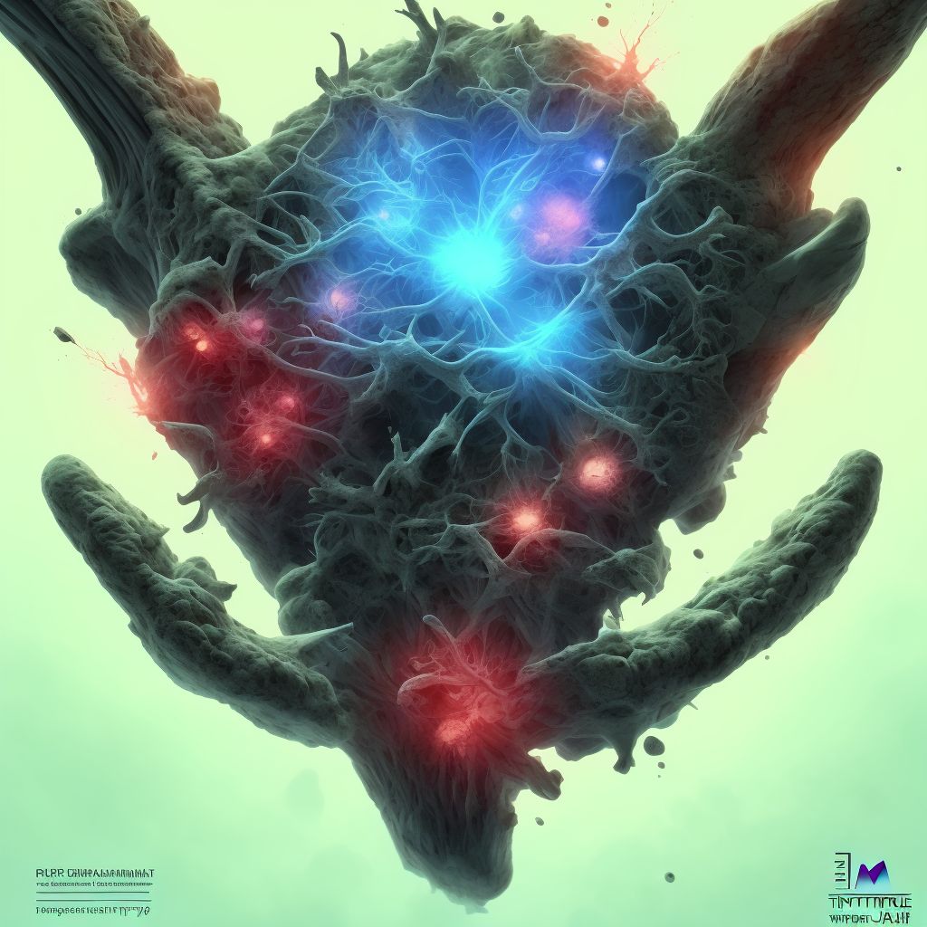 Traumatic rupture of volar plate of right middle finger at metacarpophalangeal and interphalangeal joint, initial encounter digital illustration