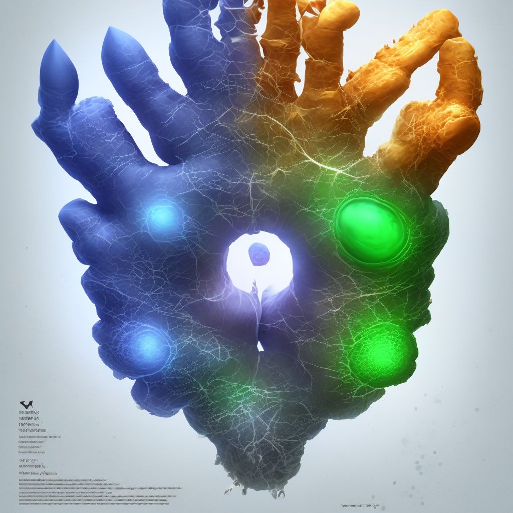 Traumatic rupture of volar plate of right ring finger at metacarpophalangeal and interphalangeal joint, sequela digital illustration