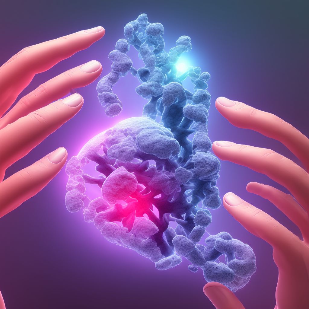 Traumatic rupture of other ligament of left middle finger at metacarpophalangeal and interphalangeal joint, sequela digital illustration