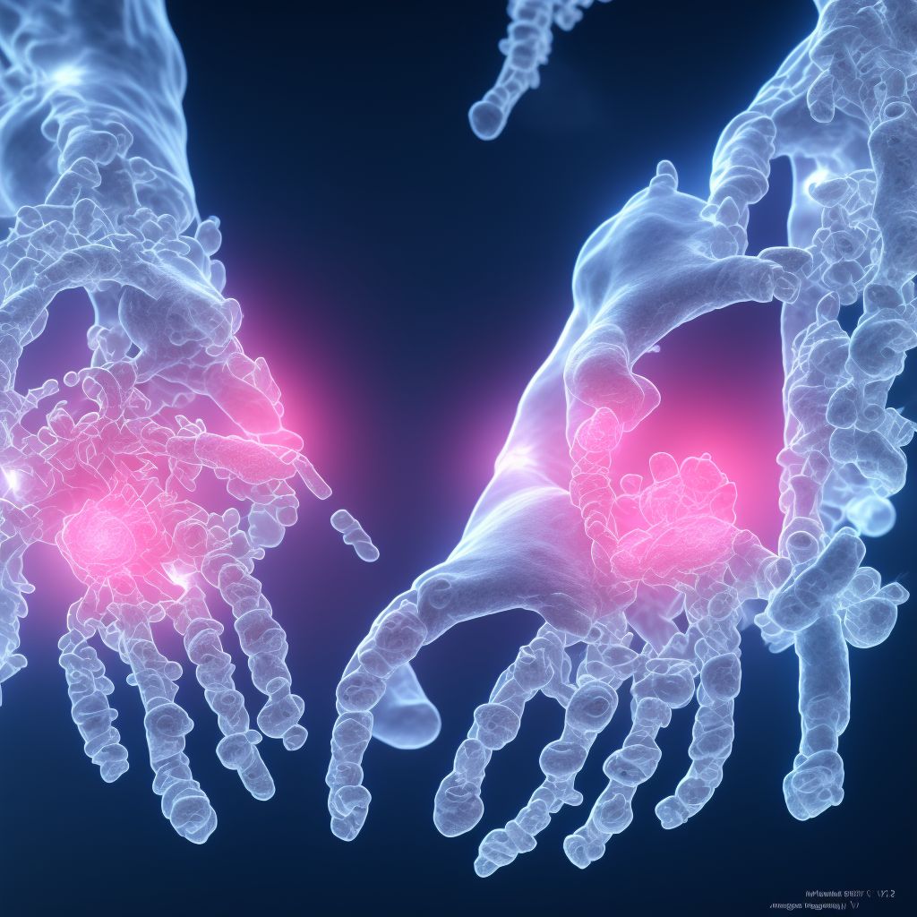 Sprain of metacarpophalangeal joint of right little finger, sequela digital illustration