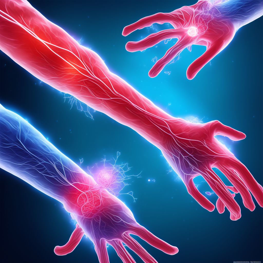 Injury of ulnar nerve at wrist and hand level of unspecified arm, sequela digital illustration