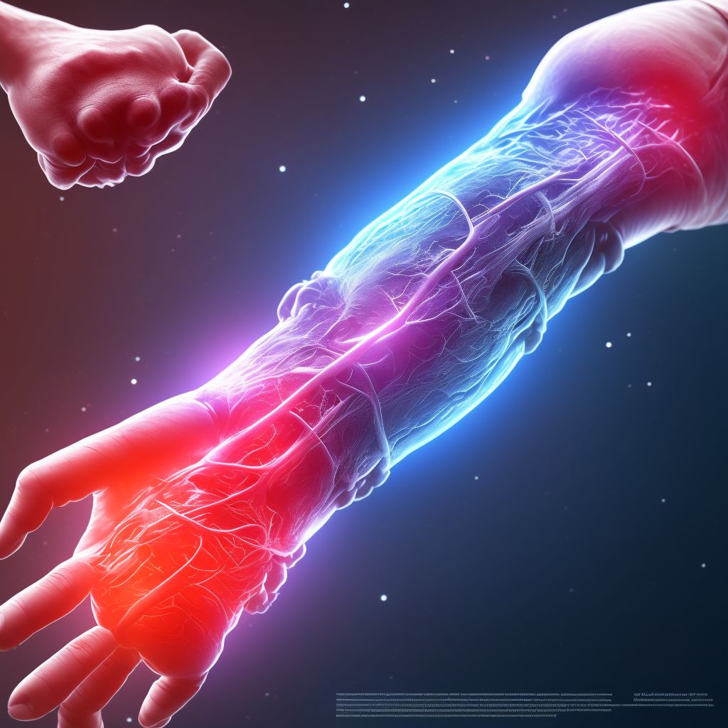 Injury of ulnar nerve at wrist and hand level of right arm, sequela digital illustration