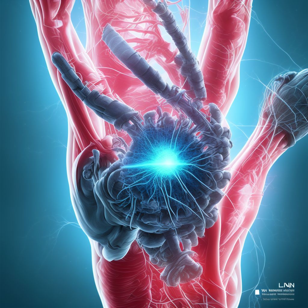 Injury of ulnar nerve at wrist and hand level of left arm, initial encounter digital illustration