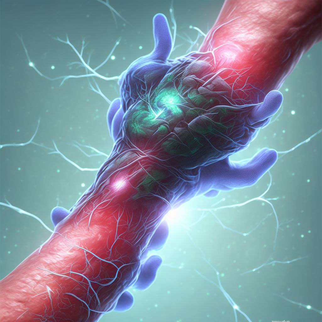 Injury of ulnar nerve at wrist and hand level of left arm, sequela digital illustration