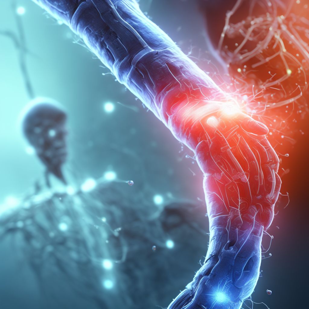 Injury of radial nerve at wrist and hand level of unspecified arm, initial encounter digital illustration