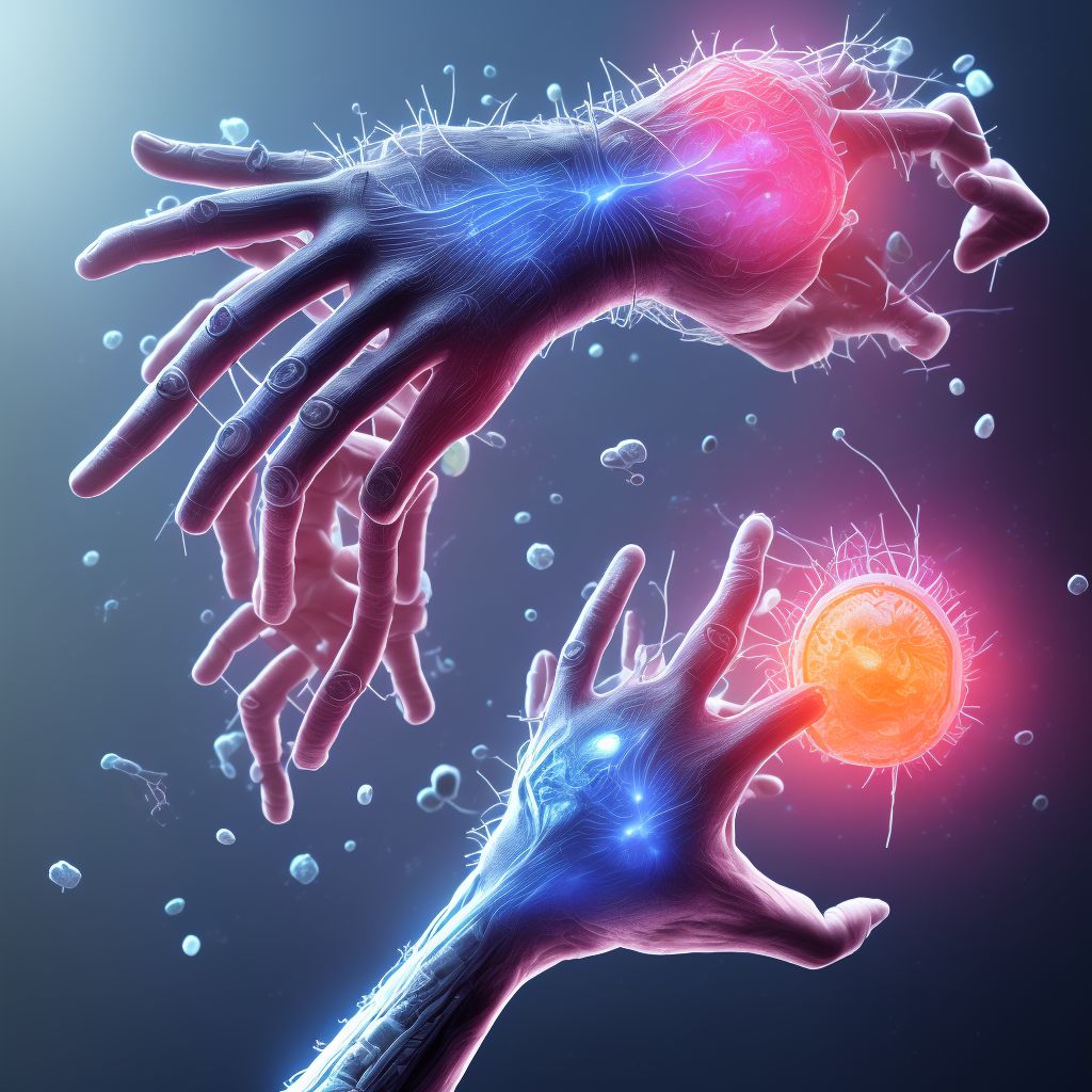 Injury of radial nerve at wrist and hand level of unspecified arm, subsequent encounter digital illustration