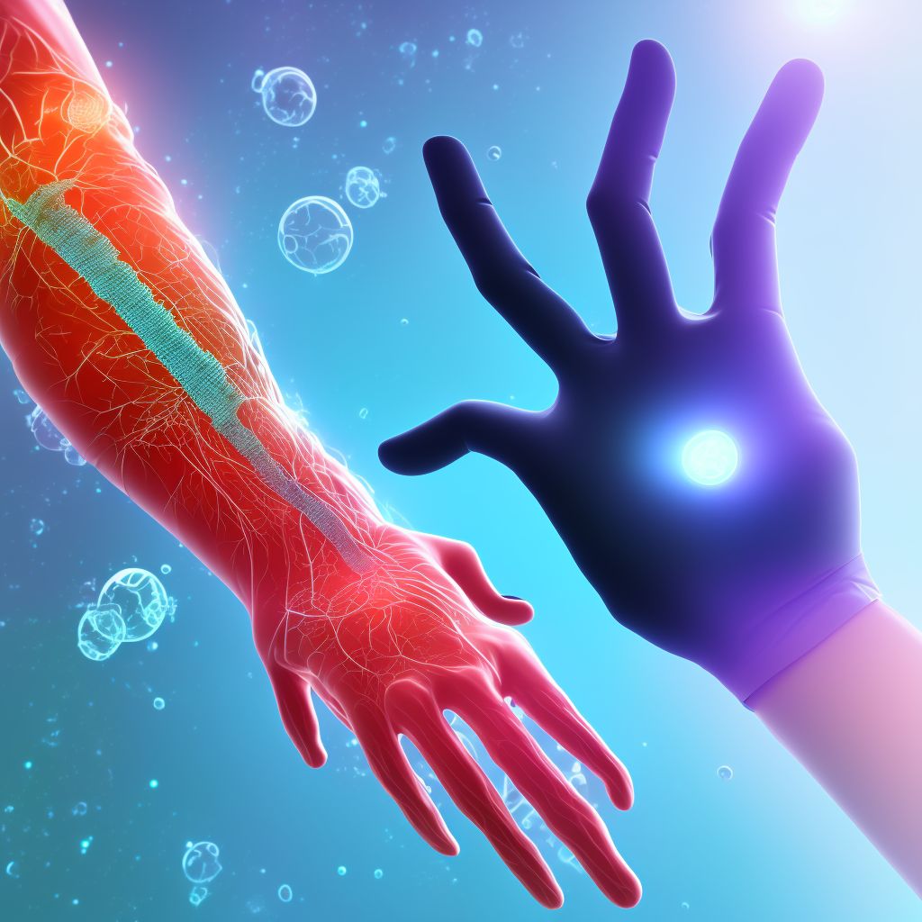 Injury of unspecified nerve at wrist and hand level of unspecified arm, sequela digital illustration