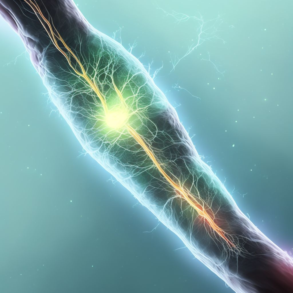 Unspecified injury of ulnar artery at wrist and hand level of right arm, sequela digital illustration