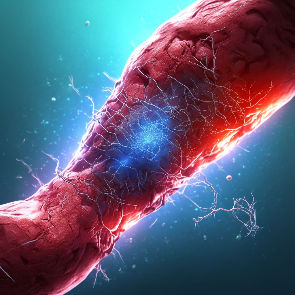 Laceration of ulnar artery at wrist and hand level of left arm, subsequent encounter digital illustration