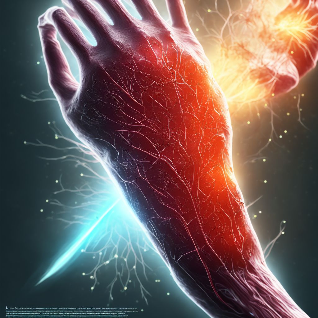 Laceration of ulnar artery at wrist and hand level of unspecified arm, subsequent encounter digital illustration