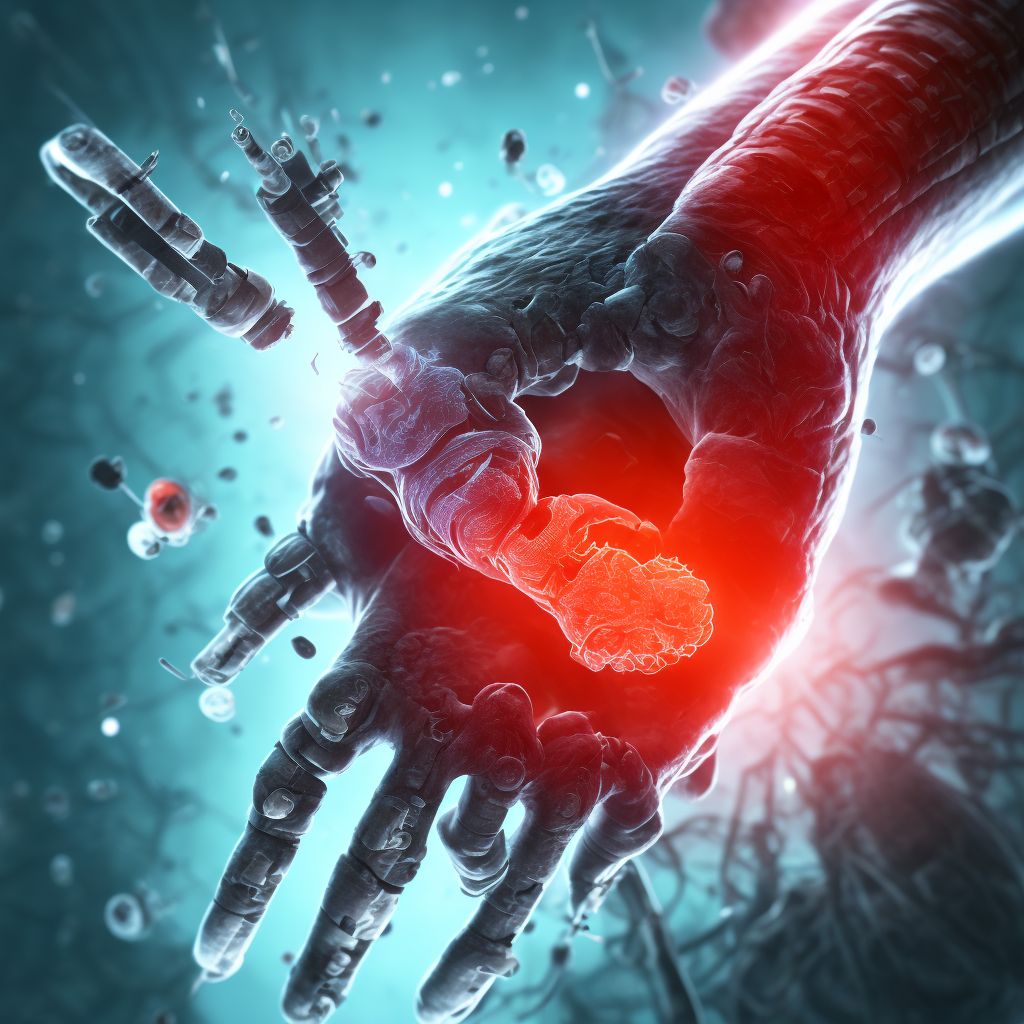 Unspecified injury of radial artery at wrist and hand level of left arm, initial encounter digital illustration