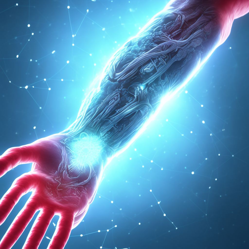 Unspecified injury of radial artery at wrist and hand level of left arm, sequela digital illustration