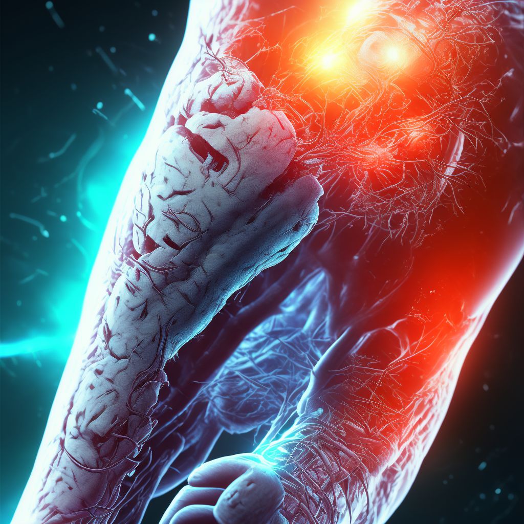 Laceration of radial artery at wrist and hand level of left arm, initial encounter digital illustration