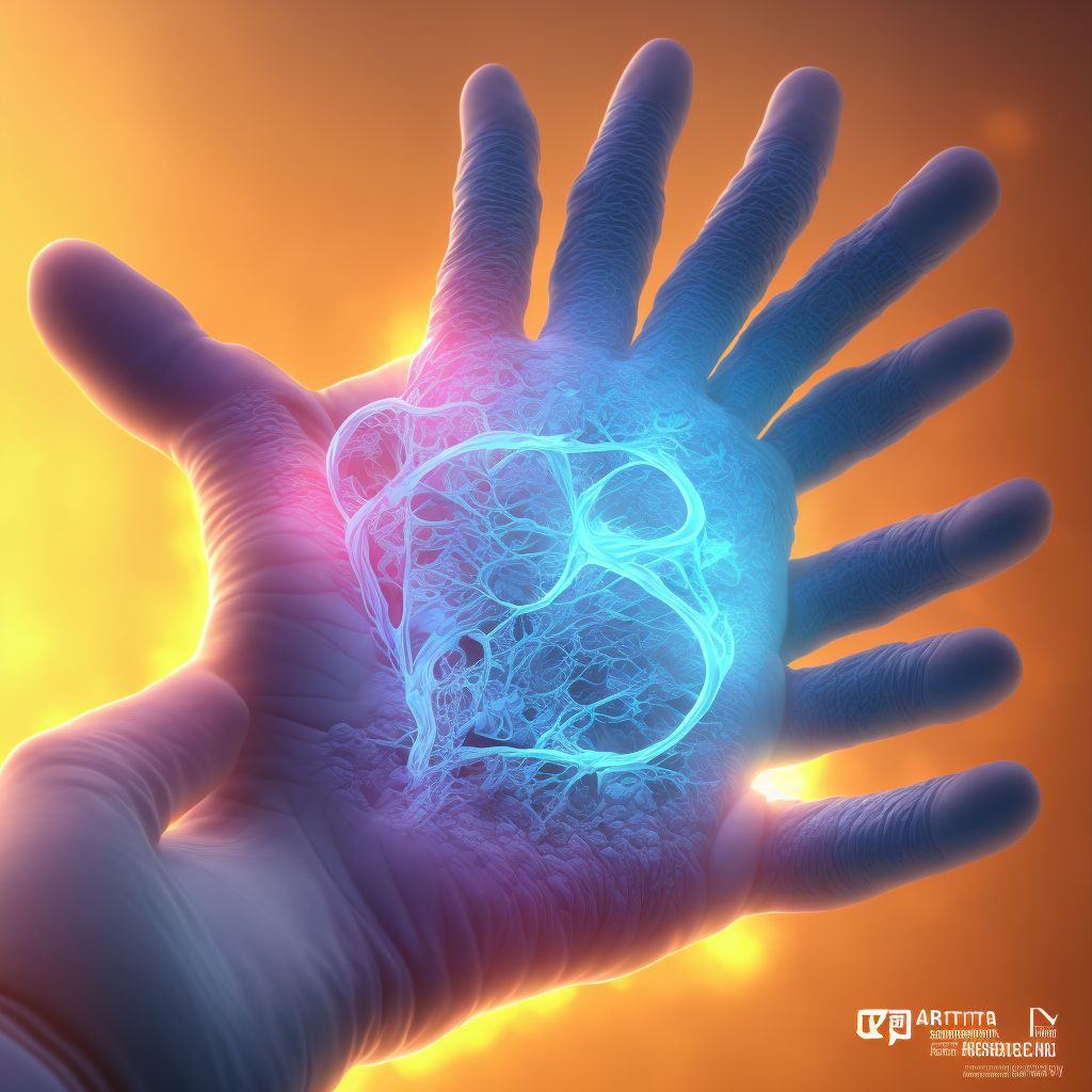 Unspecified injury of deep palmar arch of left hand, sequela digital illustration