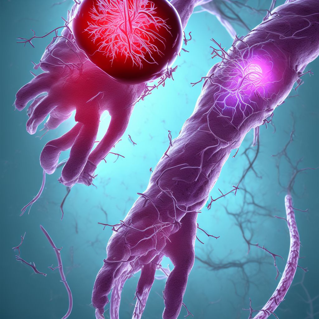 Laceration of other blood vessels at wrist and hand level of right arm, initial encounter digital illustration