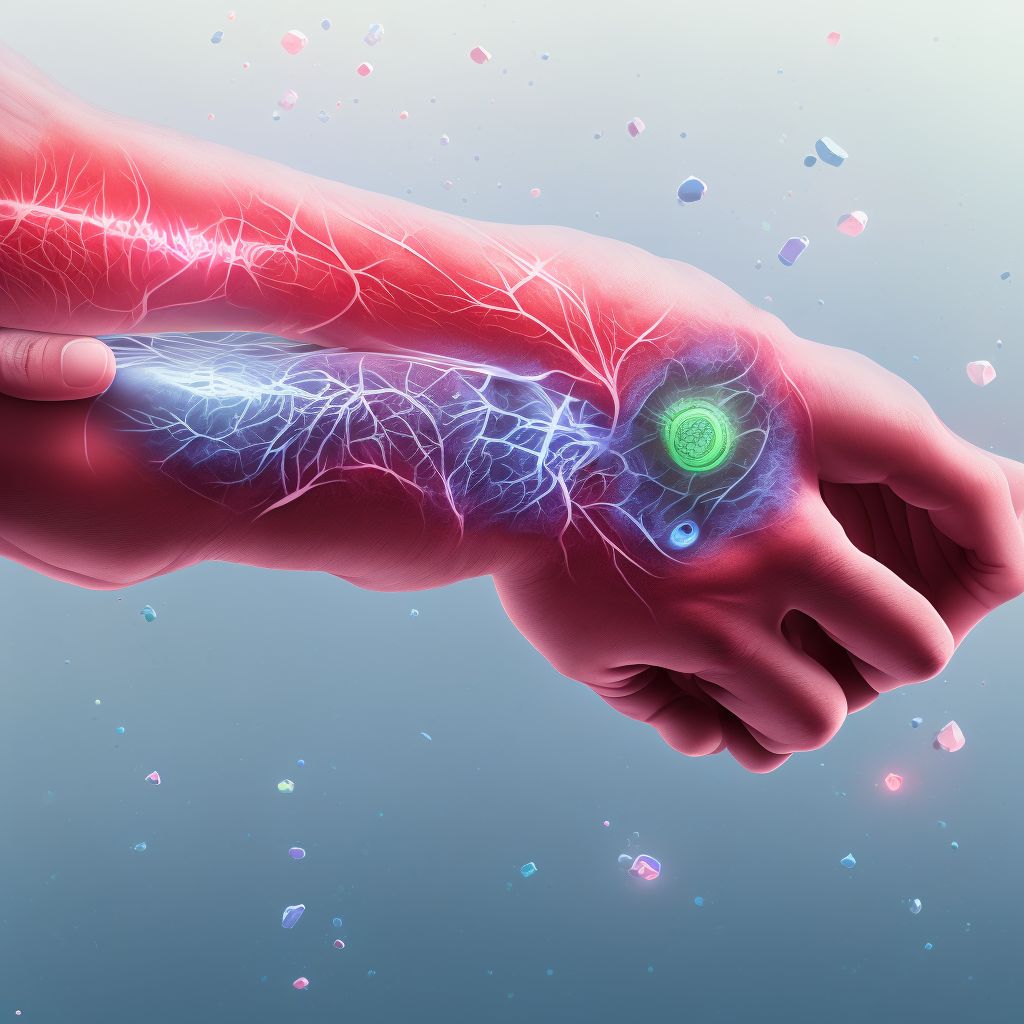 Unspecified injury of long flexor muscle, fascia and tendon of unspecified thumb at wrist and hand level, subsequent encounter digital illustration