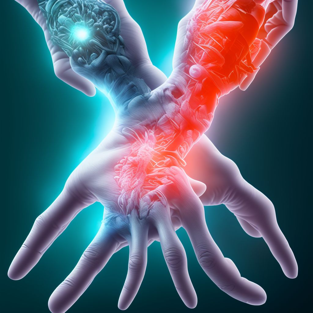 Unspecified injury of flexor muscle, fascia and tendon of left index finger at wrist and hand level, initial encounter digital illustration