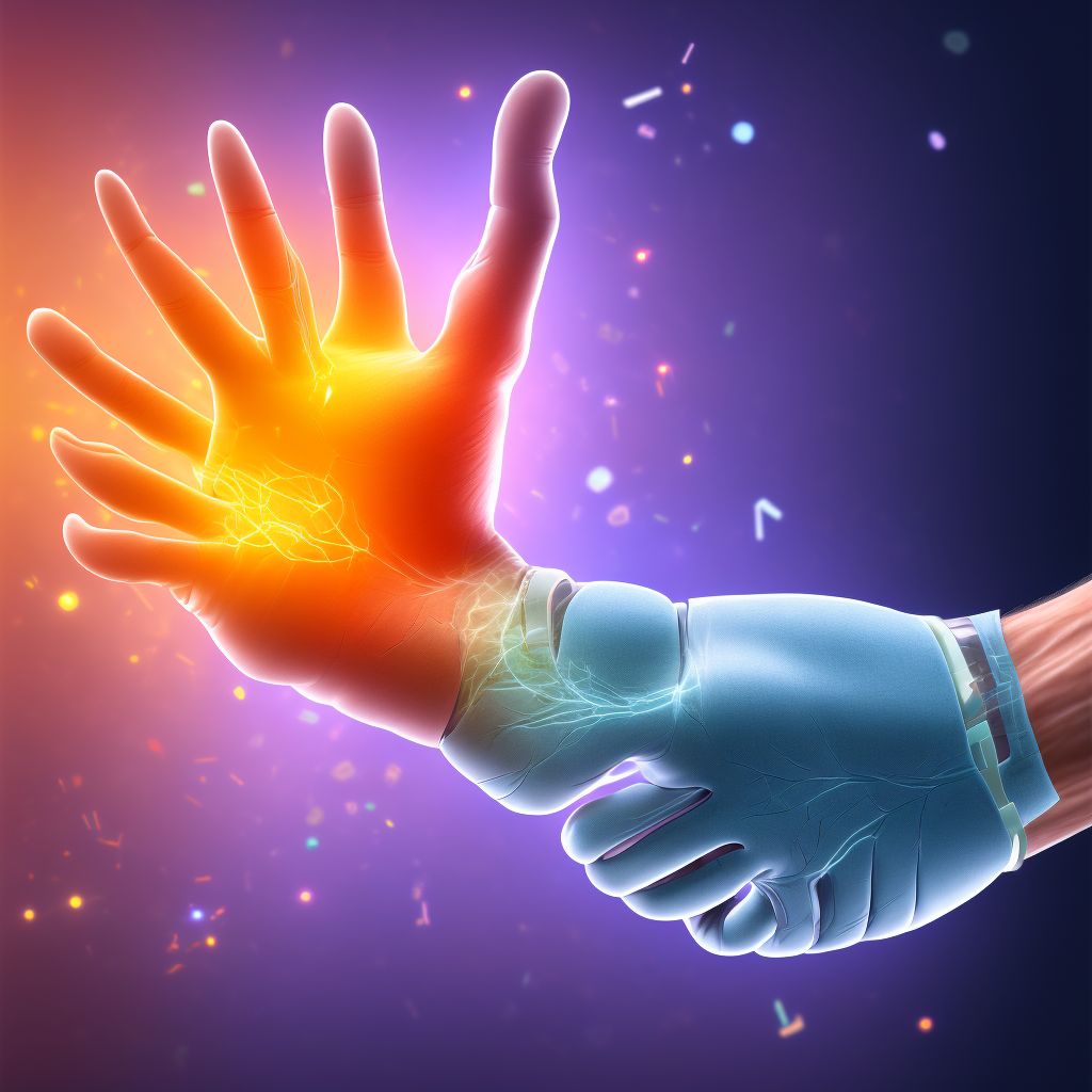 Unspecified injury of flexor muscle, fascia and tendon of unspecified finger at wrist and hand level, sequela digital illustration