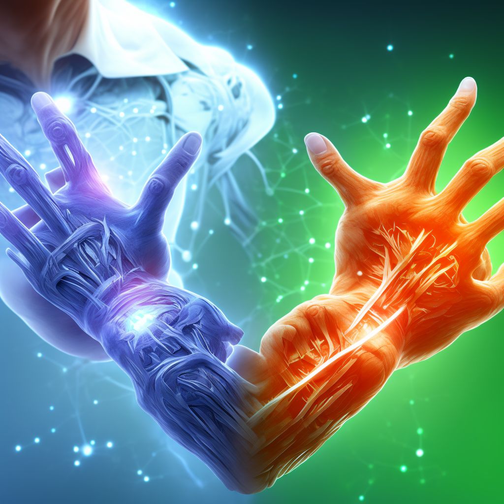 Strain of flexor muscle, fascia and tendon of right index finger at wrist and hand level, initial encounter digital illustration